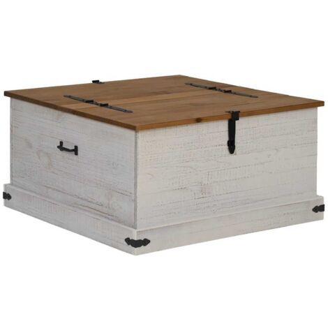 vidaXL Cassapanca HALDEN Bianco 91x91x47 cm in Legno Massello di Pino