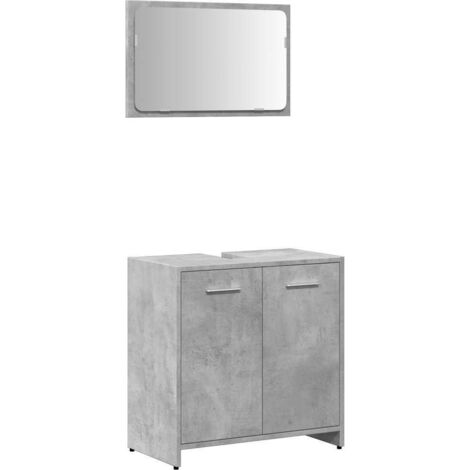 vidaXL Mobile da Bagno con Specchio Grigio Cemento Legno Multistrato