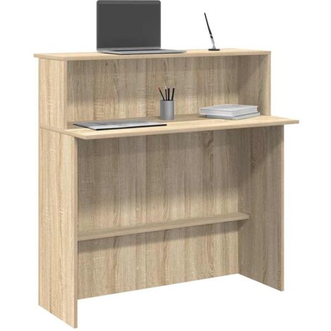 vidaXL Scrivania per Reception Rovere Sonoma 100x50x103,5 cm in Legno Massello