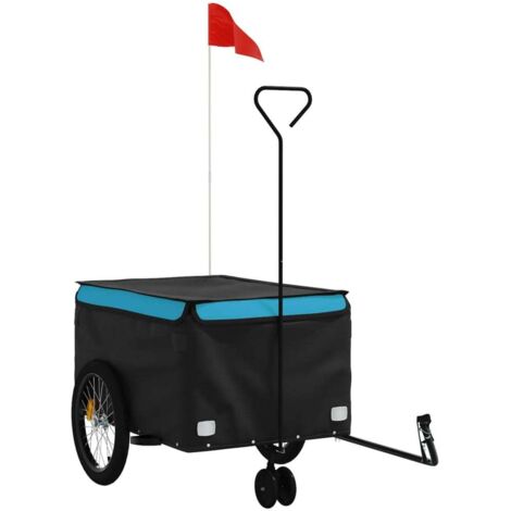 Rimorchio da Bici Nero e Blu 45 kg in Ferro vidaXL
