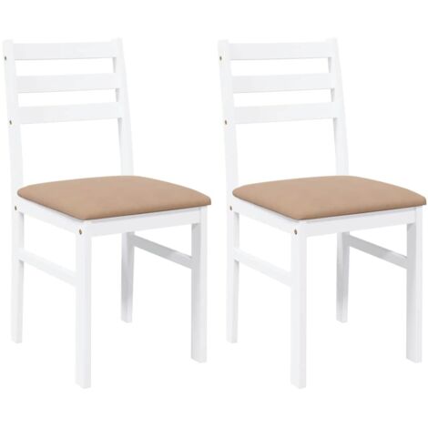 vidaXL Sedie da Pranzo con Cuscini 2 pz Bianco Legno Massello di