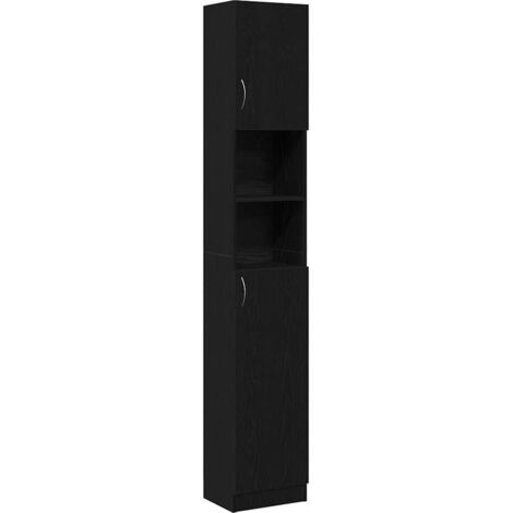 vidaXL Mobile da Bagno Rovere Nero 32x25,5x190 cm in Legno Multistrato