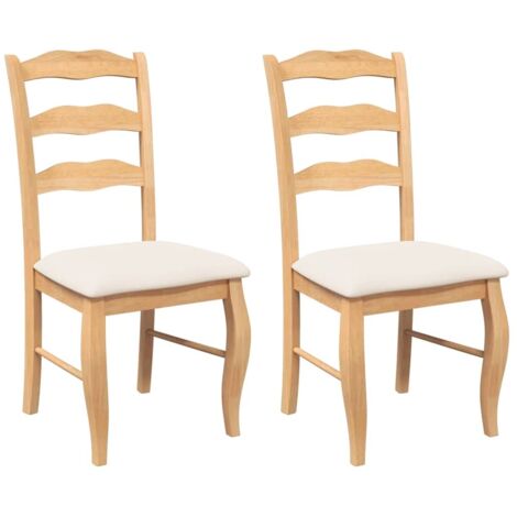 vidaXL Sedie da Pranzo con Cuscini 2 pz Naturale Legno Massello Hevea