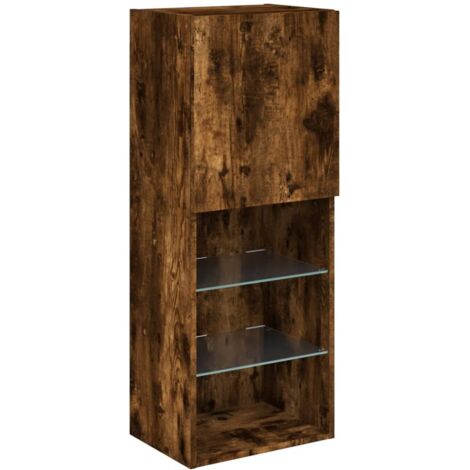 vidaXL Mobile TV con Luci LED Rovere Fumo 40,5x30x102 cm