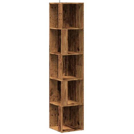 vidaXL Mobile Angolare Legno Antico 33x33x165 cm in Truciolato