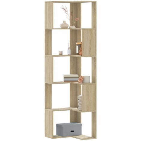 vidaXL Libreria Angolare 5Ripiani Rovere Sonoma 50x50x179 cm Legno