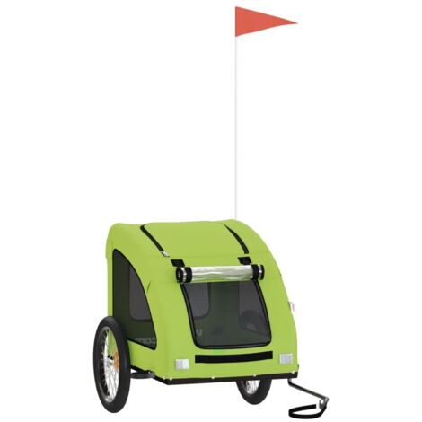 vidaXL Rimorchio da Bici per Animali Verde Oxford e Ferro