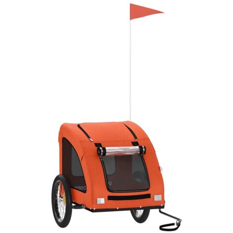 vidaXL Rimorchio da Bici per Animali Arancione e Grigio Oxford e