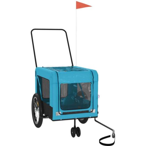 vidaXL Rimorchio da Bici per Animali Blu e Nero Oxford e Ferro