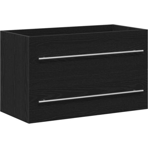 vidaXL Mobile Lavabo da Bagno Rovere Nero 80x38,5x48 cm in Truciolato