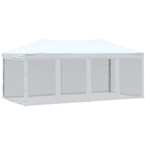 vidaXL Tenda per Feste Pieghevole con Pareti Laterali Bianco 3x6 m