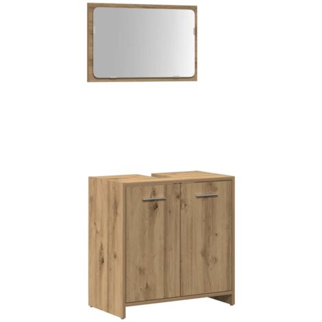 vidaXL Mobile da Bagno con Specchio Rovere Artigianale Truciolato
