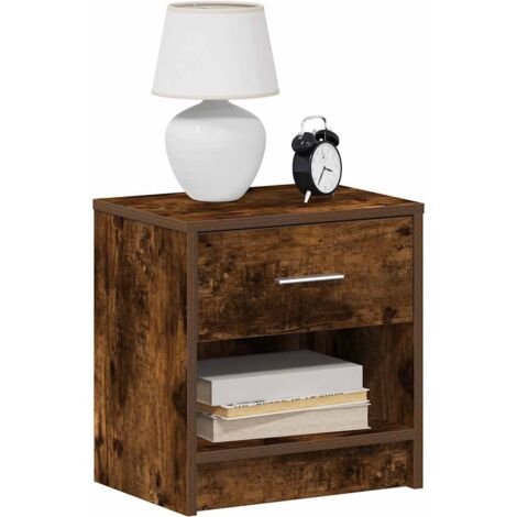 vidaXL Comodino con Cassetto Rovere Fumo 39x28x41 cm