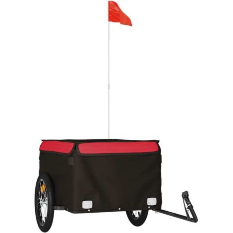 vidaXL Rimorchio da Bici Nero e Rosso 45 kg in Ferro