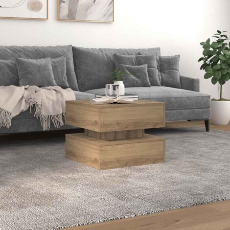 vidaXL Tavolino da Salotto con Luci LED Rovere Artigianale 50x50x40 cm