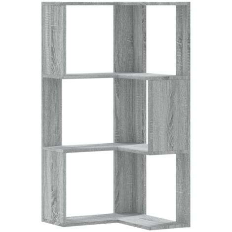 vidaXL Libreria Angolare 3 Ripiani Grigio Sonoma 50x50x102 cm