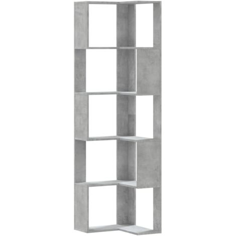 vidaXL Libreria Angolare 5Ripiani Grigio Cemento 50x50x179 cm Legno