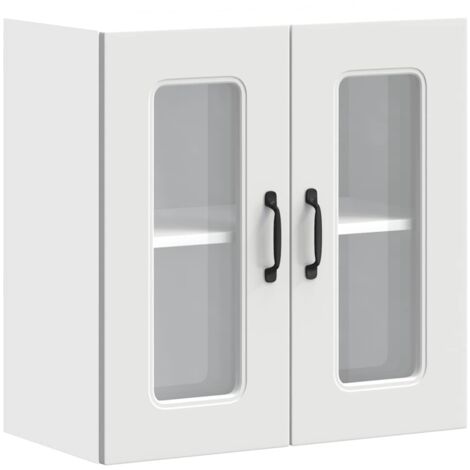 vidaXL Pensile da Cucina con Porta in Vetro Kalmar Bianco