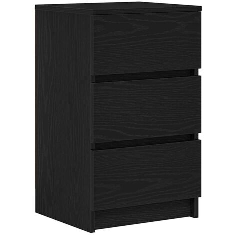 vidaXL Comodino con 3 Cassetti Nero 39x35x65 cm