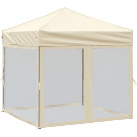 vidaXL Tenda per Feste Pieghevole con Pareti Laterali Crema 2x2 m