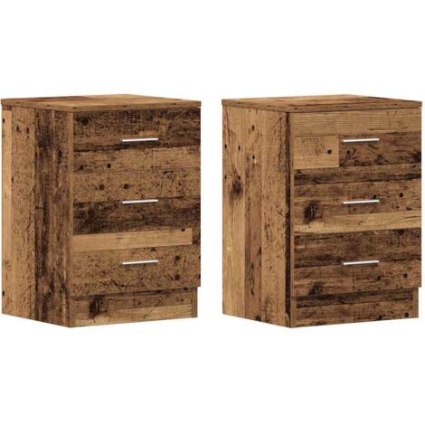 vidaXL Comodini 2 pz Legno Antico 38x35x55 cm in Legno Multistrato