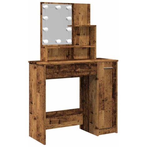 vidaXL Toeletta con LED Legno Antico 86,5x35x136 cm