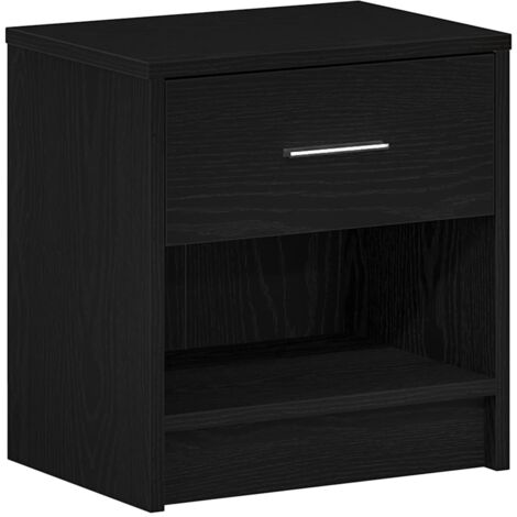 vidaXL Comodino con Cassetto Nero 39x28x41 cm