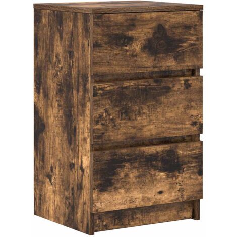 vidaXL Comodino con 3 Cassetti Rovere Fumo 39x35x65 cm