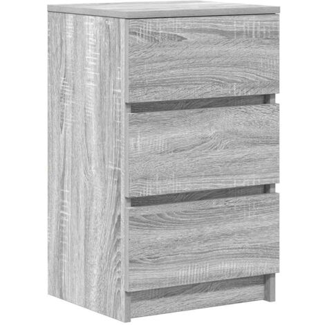 vidaXL Comodino con 3 Cassetti Grigio Sonoma 39x35x65 cm
