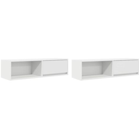 vidaXL Mobili TV a Parete 2pz Bianchi 100x31x25,5 cm Legno Multistrato (1/5)