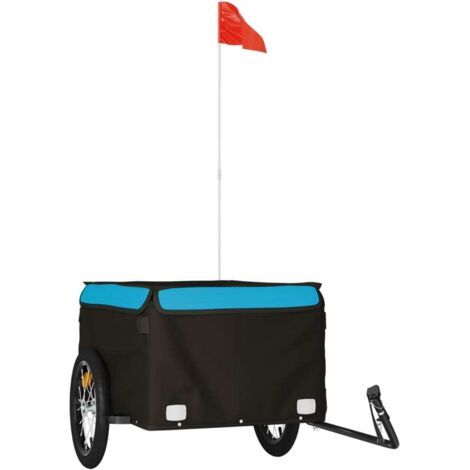vidaXL Rimorchio da Bici Nero e Blu 45 kg in Ferro