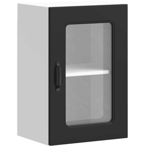 vidaXL Pensile da Cucina con Porta in Vetro Kalmar Nero Truciolato