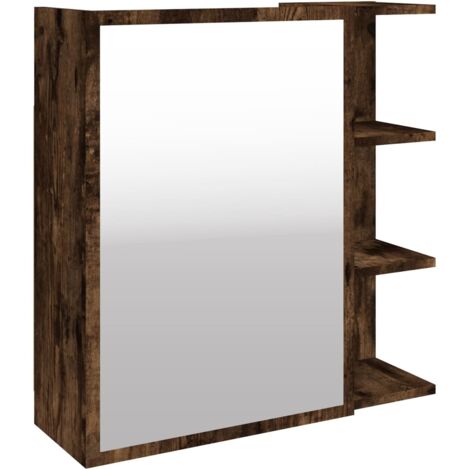 vidaXL Mobile da Bagno con Specchio Rovere Fumo 62,5x20,5x64 cm Legno