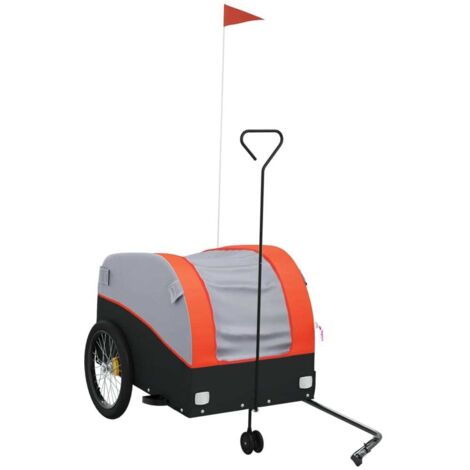 vidaXL Rimorchio da Bici Nero e Arancione 45 kg in Ferro