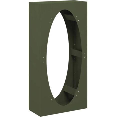 vidaXL Rastrelliera per Legna da Ardere Verde Oliva 50x23x100 cm
