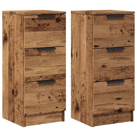 vidaXL Credenze 2 pz Legno Antico 30x30x70 cm in Legno Multistrato