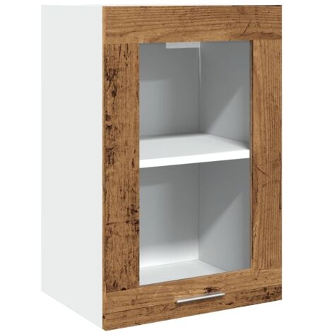 vidaXL Mobile Pensile Vetro Legno Antico 40x31x60 cm Legno Multistrato
