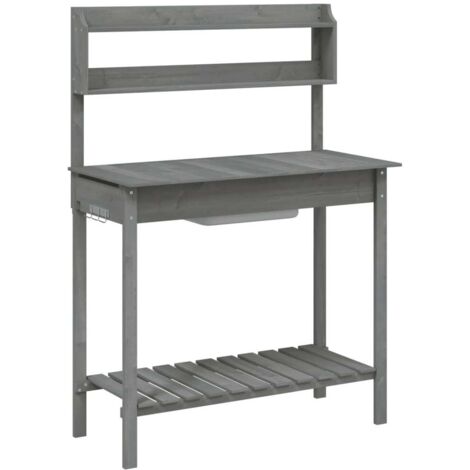 vidaXL Tavolo Invaso con Lavello Grigio 147,5x44x139,5 Massello Abete