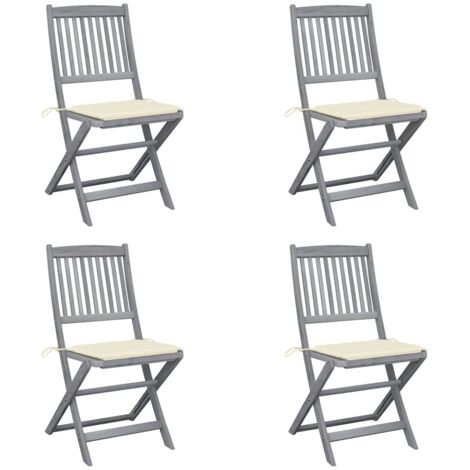 vidaXL Sedie da Giardino Pieghevoli 4pz con Cuscini in Massello Acacia