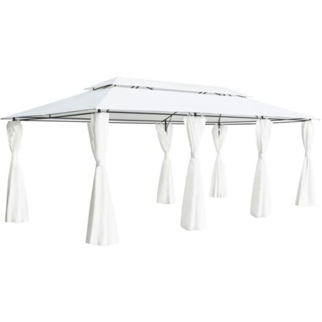 vidaXL Gazebo con Tende 600x298x270 cm Bianco 180g/m² (1/5)