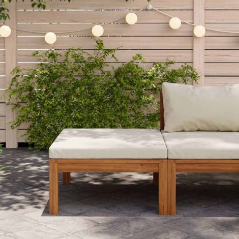 vidaXL Poggiapiedi con Cuscino Bianco Crema in Massello d'Acacia