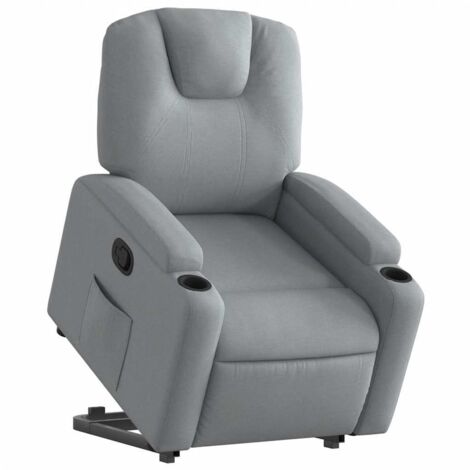 vidaXL Poltrona Alzapersona Reclinabile Grigio Chiaro in Tessuto