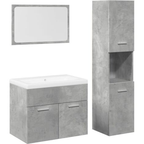 vidaXL Set Mobili da Bagno 4 pz Grigio Cemento in Legno (1/5)