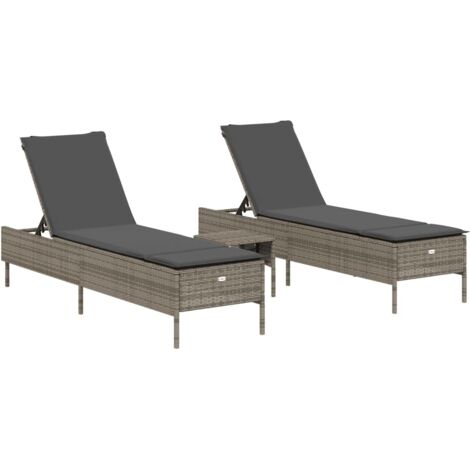 vidaXL Set Lettini Prendisole con Cuscini 3pz Grigio in (1/5)
