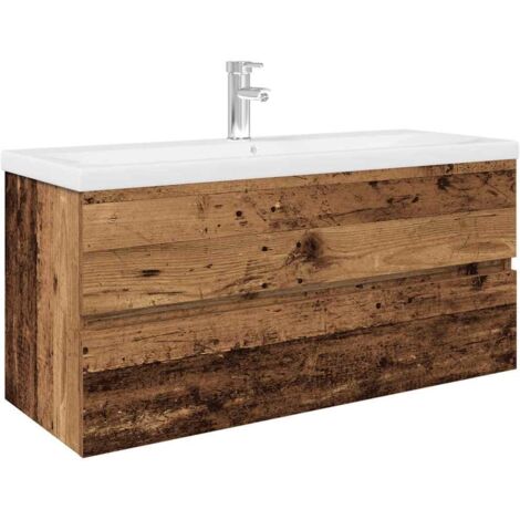 vidaXL Mobile da Bagno con Lavabo Integrato e Rubinetto Legno Antico