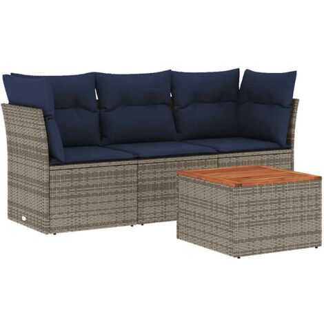vidaXL Set Divani da Giardino 4 pz con Cuscini Grigio in Polyrattan (1/5)