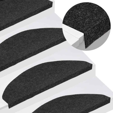 vidaXL Tappetini Autoadesivi per Scale 30 pz Neri 65x22,5x3,5 cm