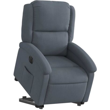 vidaXL Poltrona Alzapersona Reclinabile Elettrica Grigio Scuro Velluto