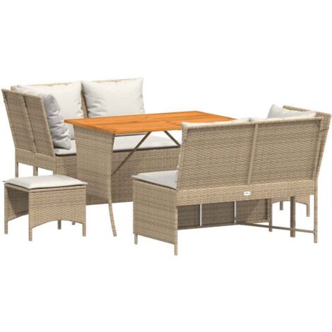 vidaXL Set Divano da Giardino 5 pz con Cuscini Beige in Polyrattan (1/5)