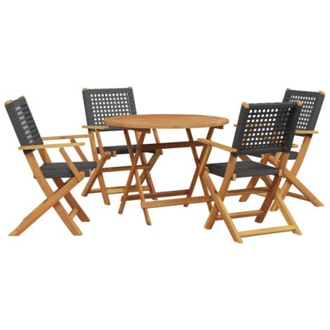 vidaXL Set da Pranzo per Giardino 5pz Nero Polyrattan e Legno (1/5)